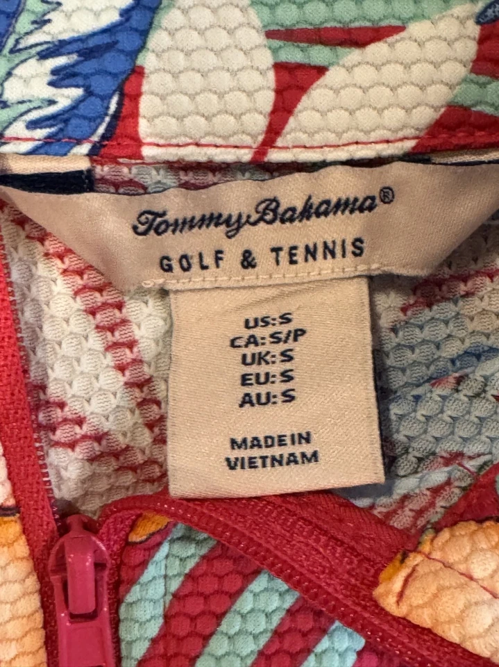 Jaqueta feminina Tommy Bahama floral tropical golfe e tênis 1/2 zíper tamanho pequeno - Imagem 4 de 4
