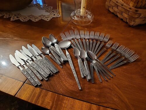 Vintage Riviara Stainless Japan 51 Piece Set Stainless Flatwear - Picture 1 of 7