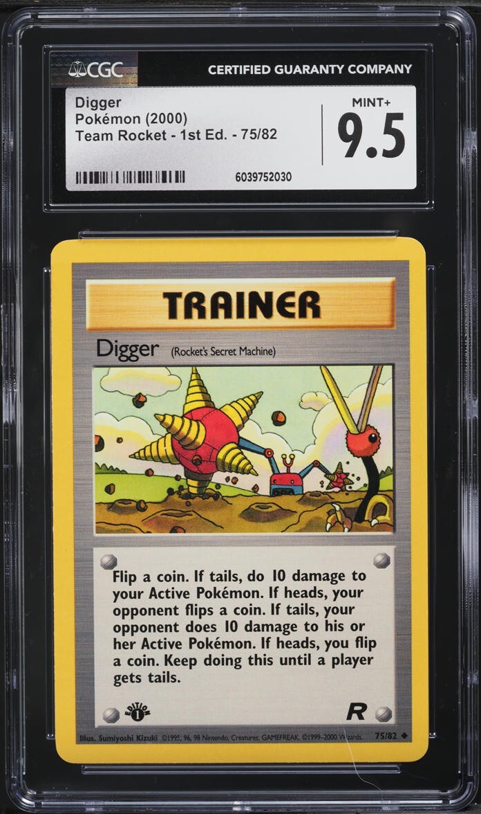 CGC 9.5 MINT+ Digger 75/82 1st Edition Team Rocket Pokemon Card - POP 11!