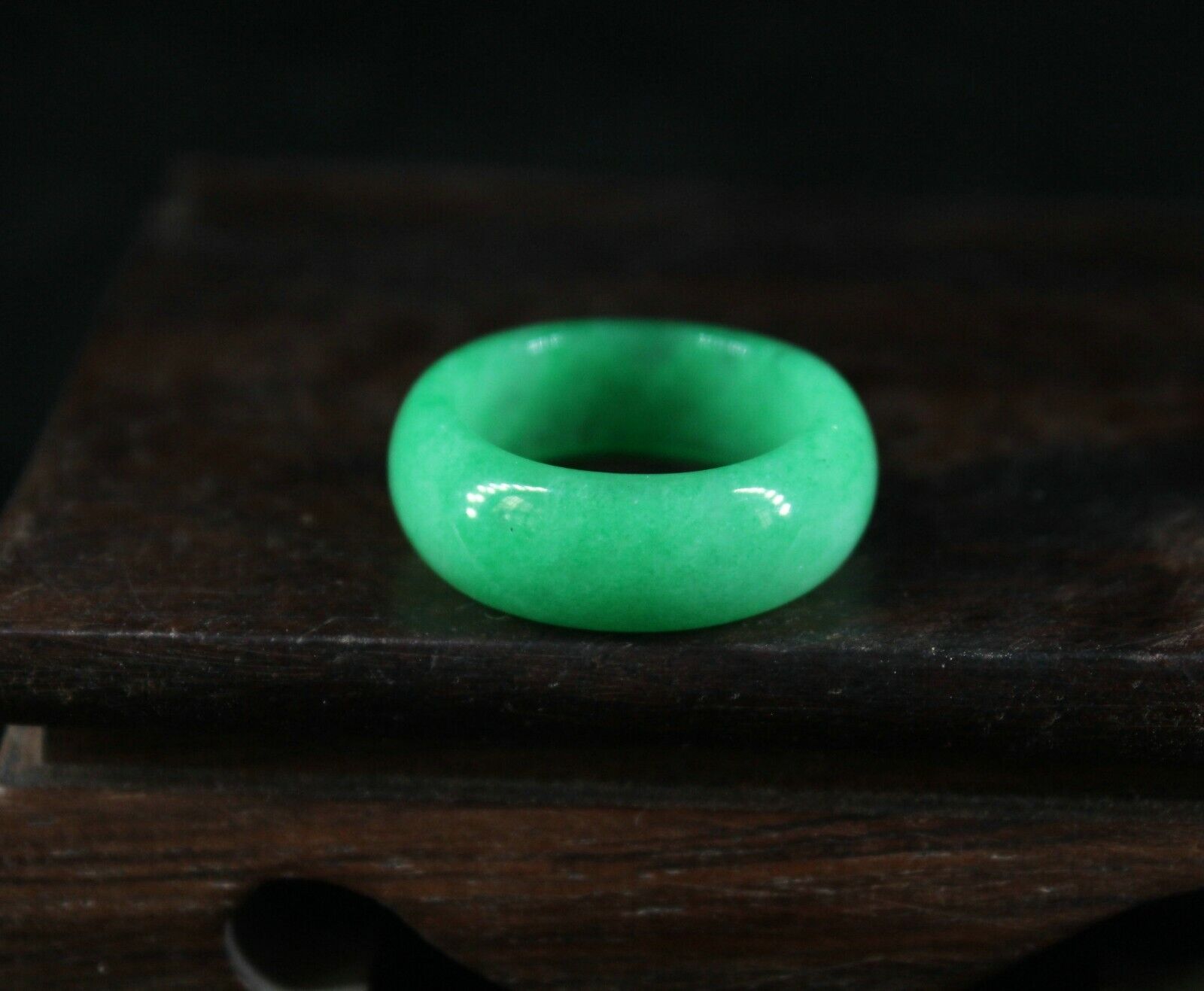 2 cm China Natural old jade Ring Green Ice Jade Ring