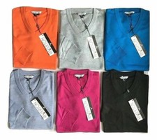 Men's Riverton Soft Thin V Neck  Crew Neck Jumpers S-XXL Black Blue Pink Orange