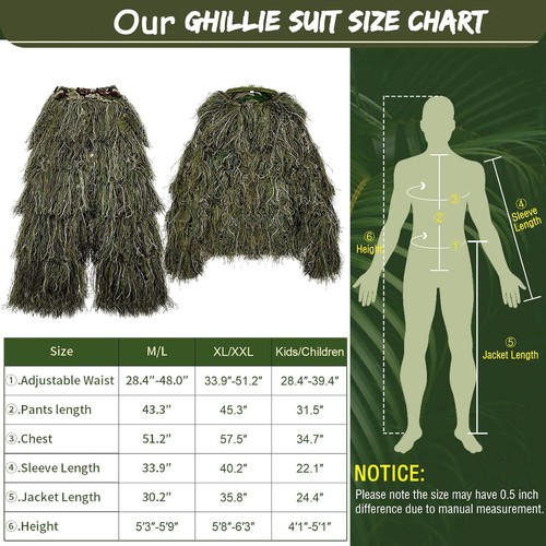 Traje SLSY Ghillie 3D Camuflaje Caza Adecuado para Unisex Adultos/Jóvenes Caza - Imagen 48 de 57
