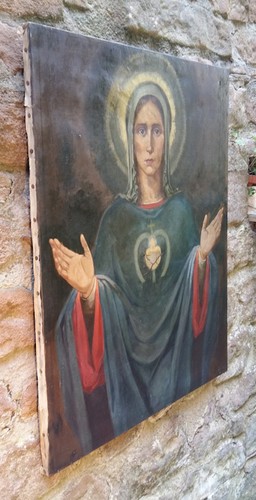 Aus Klosterauflösung: Orig. Ölgemälde BETENDE MADONNA. Mutter Gottes beim Gebet - Bild 3 von 11