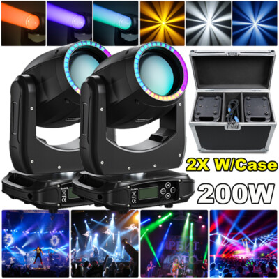 2X200W LED Beam Stage Light W/Flight Case 8Prism Gobo DMX Moving Head Club Disco