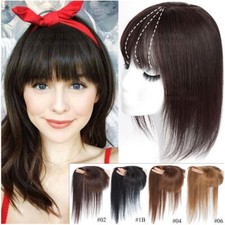 Clip In Human Hair Toppers Top Wigs Hair Pieces with Bangs For Thinning Hair US