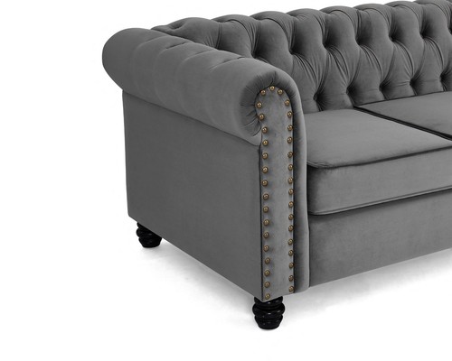 Chesterfield Sofa Velvet 3 2 Seater Couch Tufted Suite Studded Scroll Arms - Picture 24 of 66