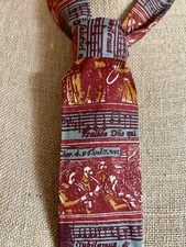 Vintage Rooster Sun Fabrics Necktie Clinton R. Mosteller Inc Music Design Cotton