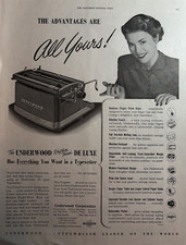 1949 Underwood Typewriter Rhythm Touch Modern Design Leader World VTG Print Ad thumbnail
