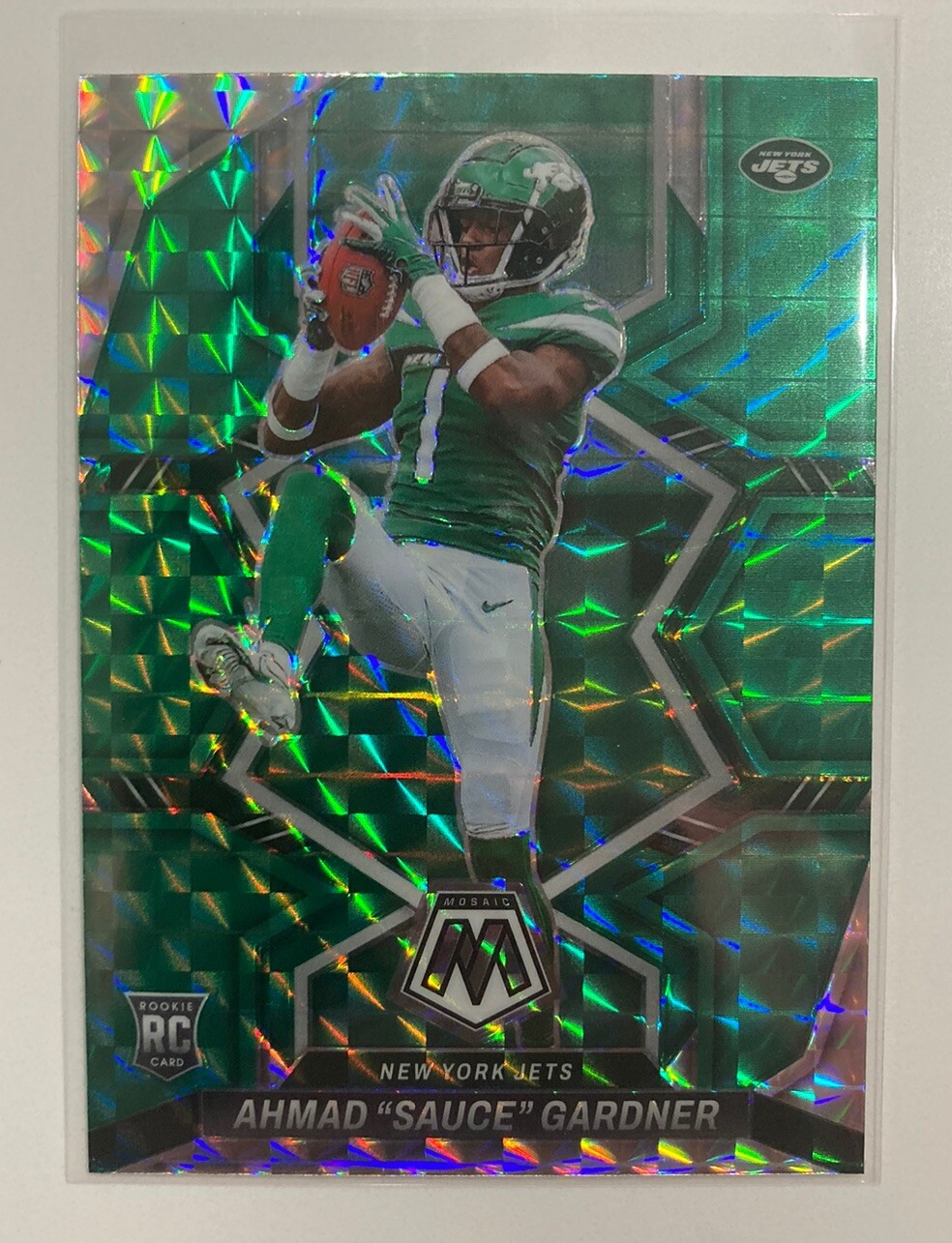 2022 Panini Mosaic #335 Ahmad "Sauce" Gardner Mosaic Green