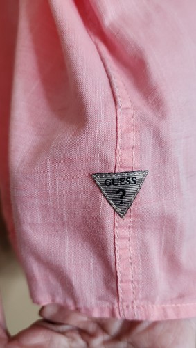 Guess Jeans Slim Fit Long Sleeve Button Down Shirt Men XL Light Pink (Salmon) - Picture 3 of 13