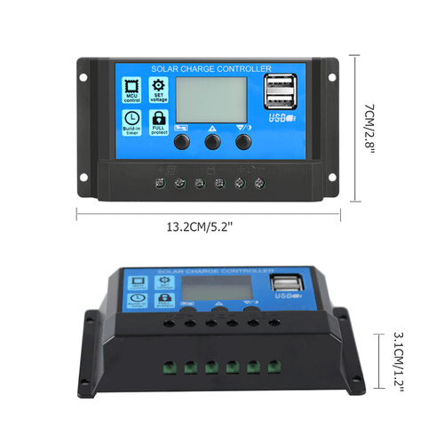 30A Solar Panel Battery Charge Controller 12V/24V LCD Regulator Auto Dual USB US - Picture 9 of 12