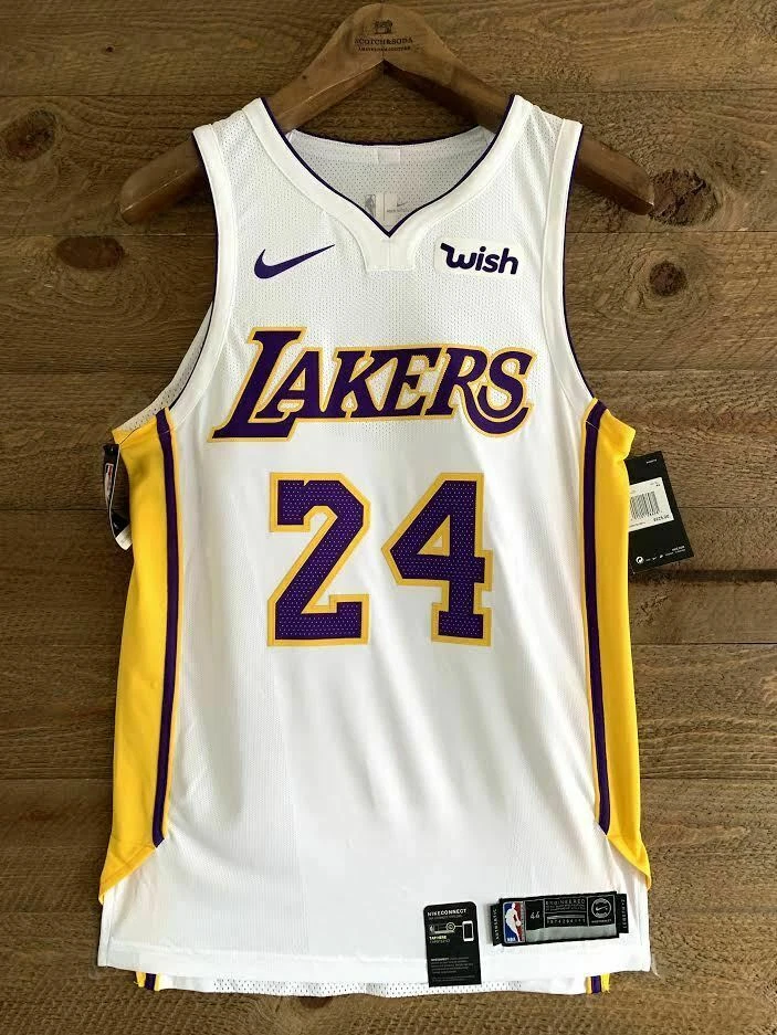 Lakers Basketball 00 Jersey WISH Patch White Sz XL M3