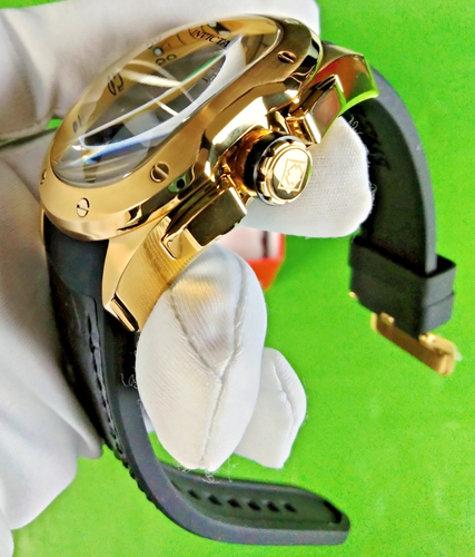 Invicta Lupah Revolution 2.0 Swiss Quartz Men Watch 45442 Gold SS Case Blk Strap - Picture 3 of 11