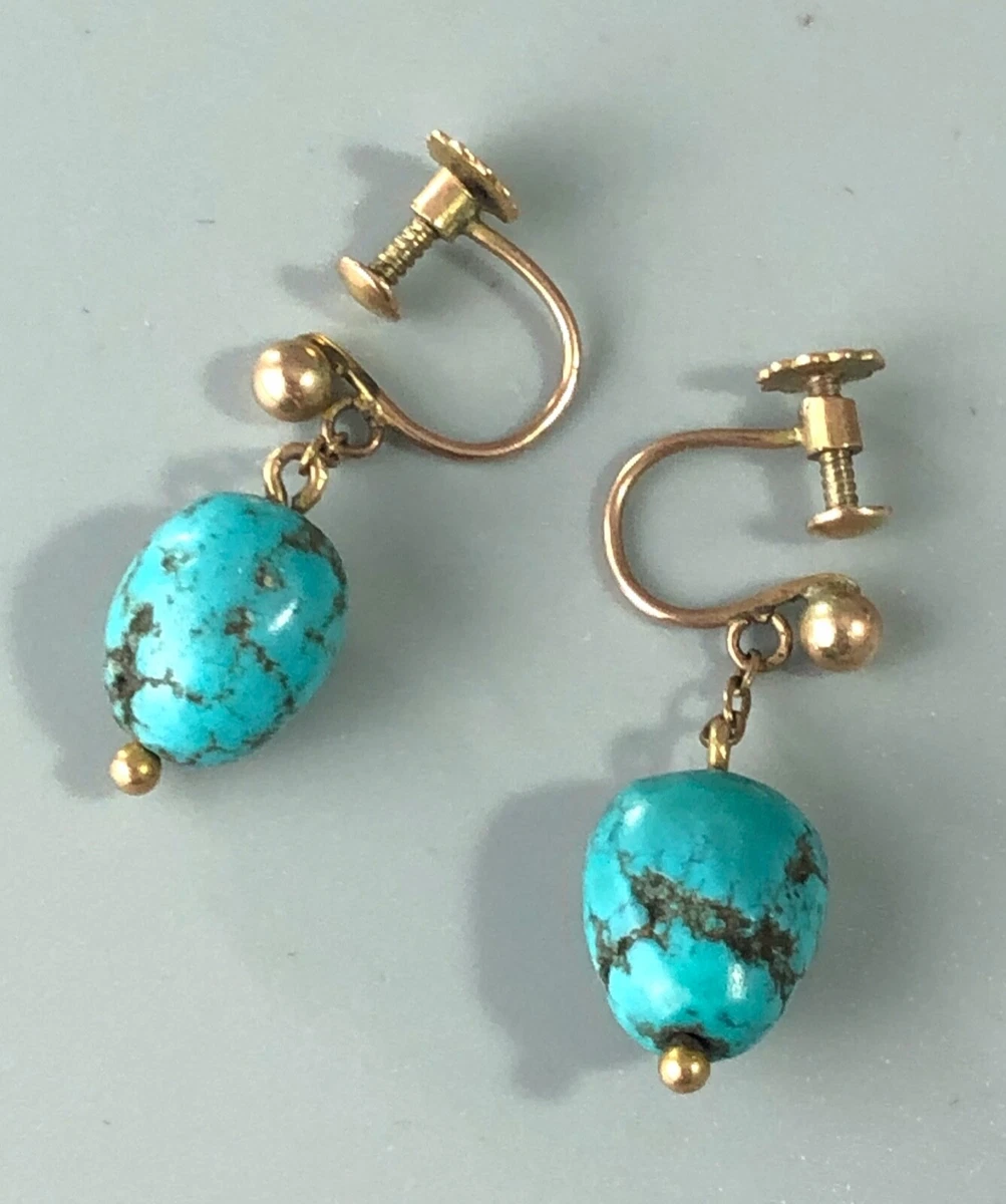 Turquoise screw deals back earrings