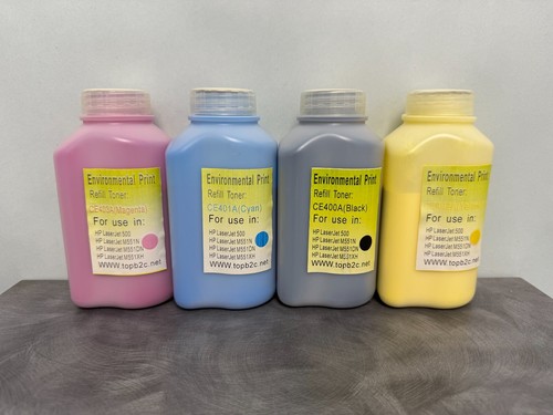 HP 500 M551N M551DN M551XH 4-Color Toner Refill w/Hole-Making Tool & Chips Kit - Afbeelding 2 van 6