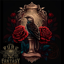 a Bird With a Gothic Vase and Roses Mens Cotton T-Shirt Tee Top