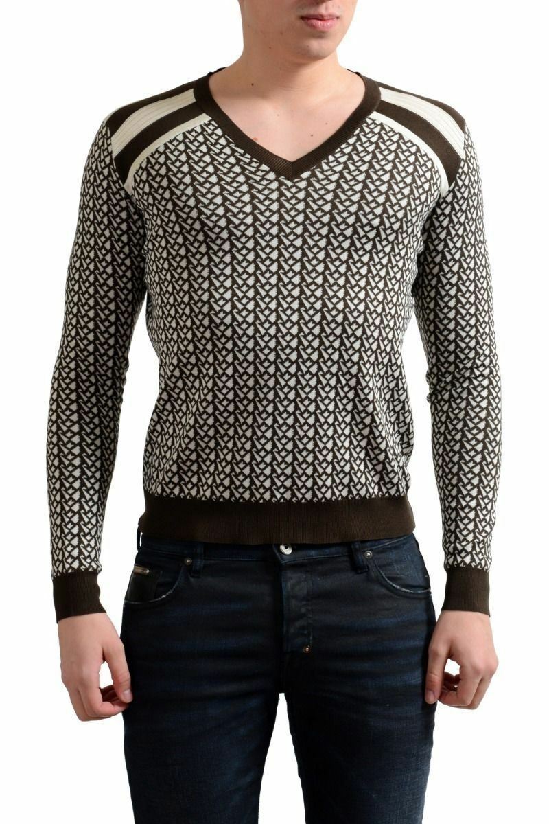 Мужской шелковый многоцветный свитер с V-образным вырезом Prada Размер XS M 75390₽