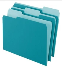 Pendaflex Two-Tone File Folder, Letter Size, 1/3 Cut Tabs, Teal, Pack of 100    