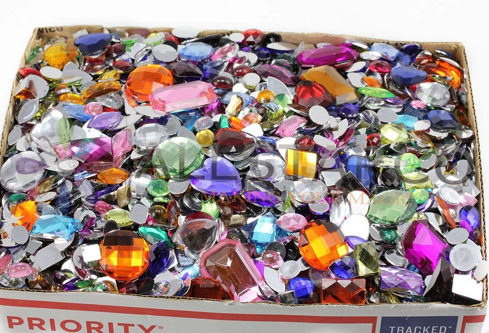 Suministro de por vida de gemas de espalda plana para manualidades pedrería, cabujones de más de 10 libras Foto 3 de 4