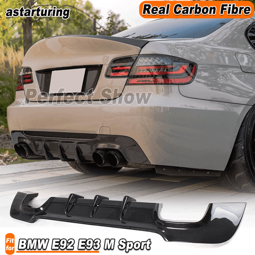 Carbon Fiber Rear Diffuser Quad Fit For BMW E92 E93 335i M-Tech M Sport Bumper  - Picture 1 of 13