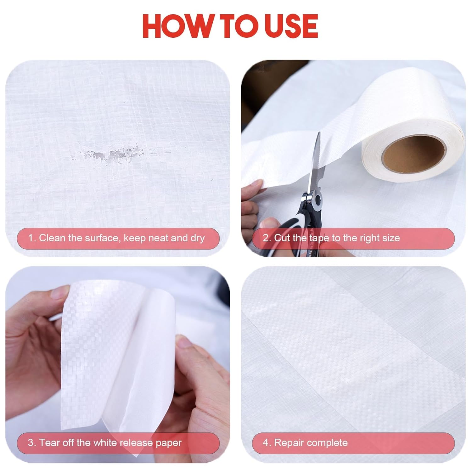 4"X65Ft Tent Repair Tape Tarp RV Awning Canvas Bimini Tops Boat Cover