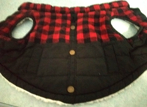 Bond & Co Dog Coat Jacket Red Black Buffalo Check Plaid Fleece XSMALL FREE Ship
