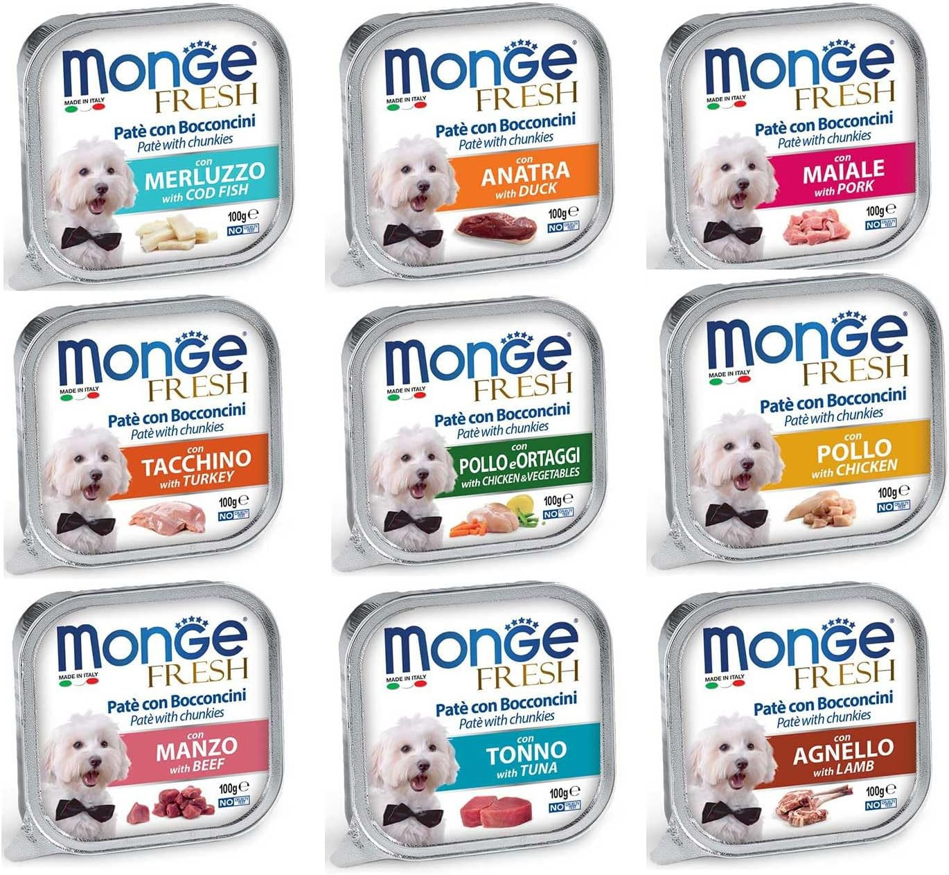 Monge fresh Patè cibo umido in scatola per cani 100 grammi confezione da 32 (Man - 1