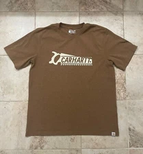 Carhartt Mens Relaxed Fit Heavyweight Saw Graphic Short Sleeve Shirt Sz L Brown