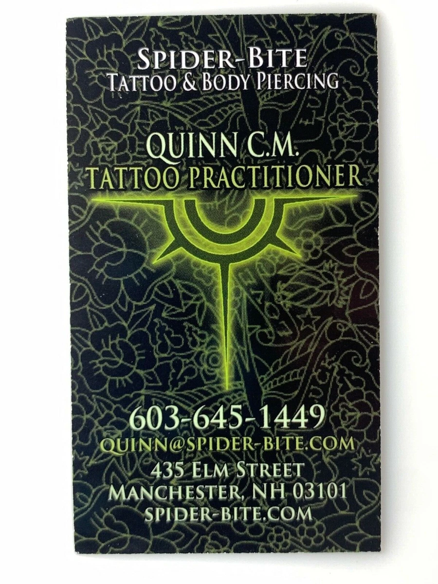 1a) Tattoo Parlor Business Card Spider Bite Manchester New Hampshire