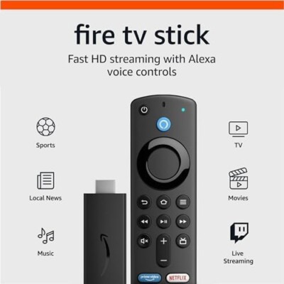 Amazon Fire TV Stick (Latest Model, PreProgrammed)- Black - 3rd Gen