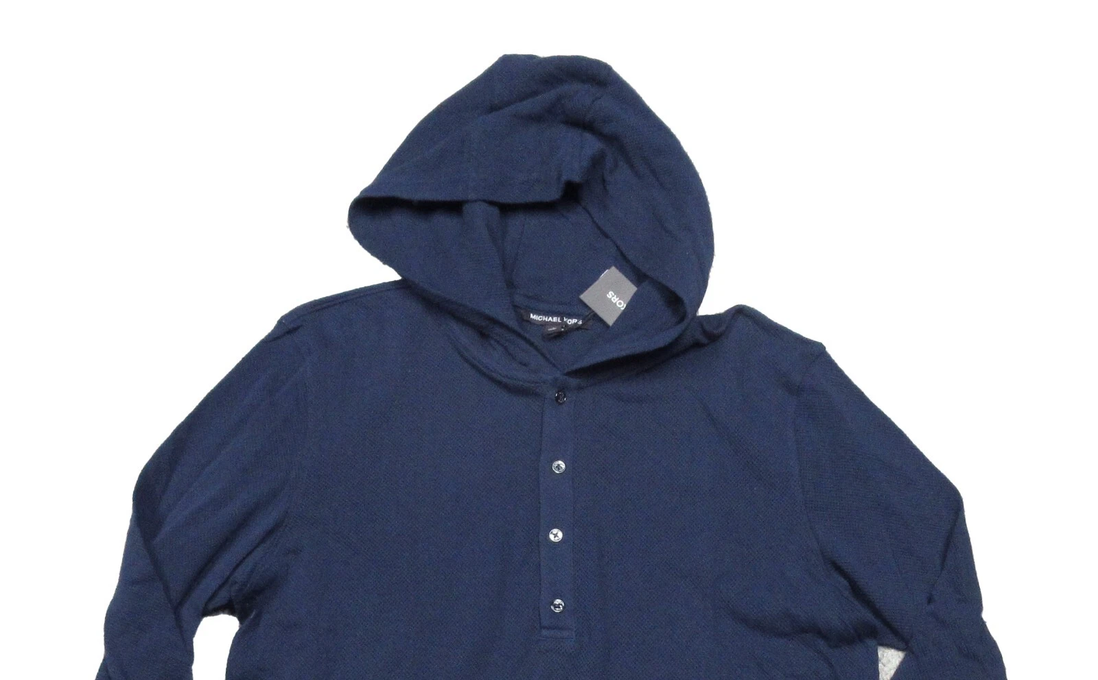 MICHAEL KORS Felpa con cappuccio Henley Kors uomo mezzanotte blu navy waffle $125