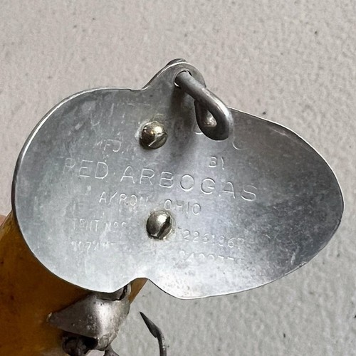 Vintage Fred Arbogast Jitterbug Angelköder gelb mit silbernen Rippen 2 1/4" - Bild 7 von 9