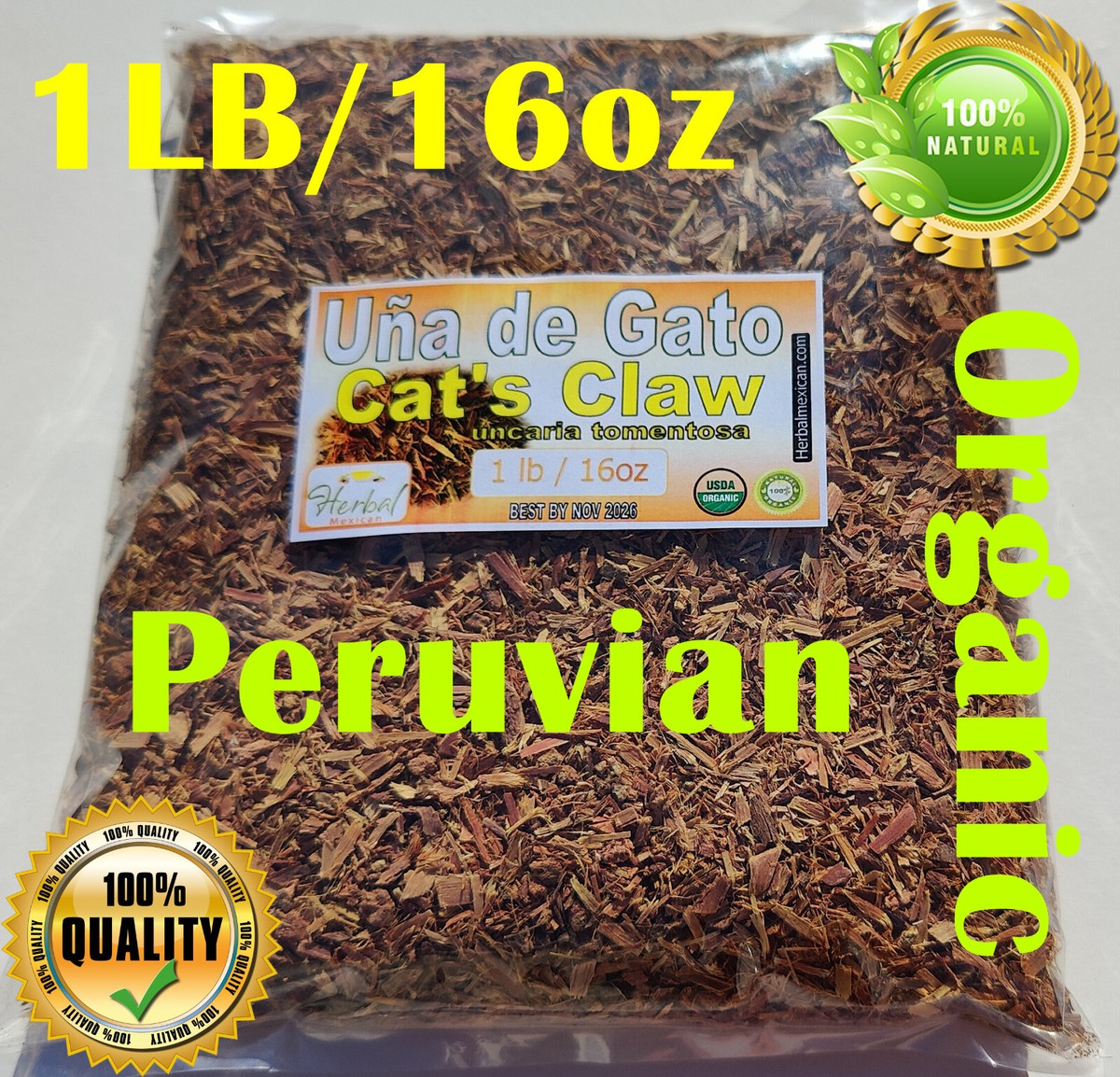 Uña Una de Gato Cat's Claw 16oz Unicaria Tomentosa 100% Natural