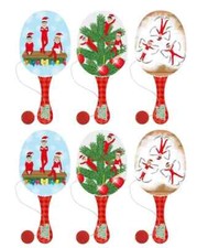 Christmas Elf Wooden Biff Bat and Ball Game, Kids Unisex Xmas Stocking Fillers