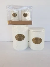 THL Shabby Chic Ceramic Coffee/Tea/Salt Canister Set - Modern Vintage Kitchen