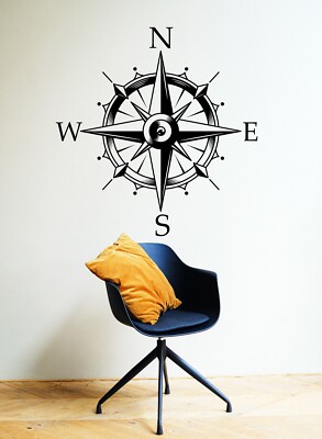 Compass Large Wall Decal RV Vinyl Décor Sticker Mountains Scenery ...