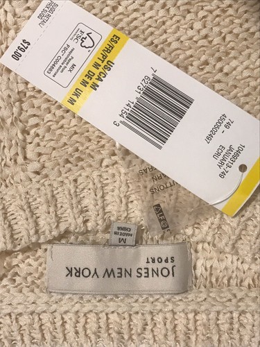 Jones New York Sport Suéter Tejido Abierto -Talla Mediana- (Nuevo Con Etiquetas) - Imagen 5 de 5