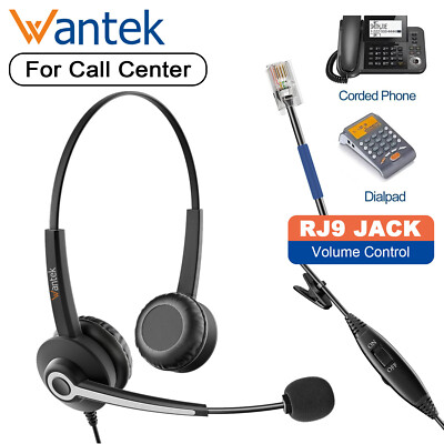 Wantek RJ9 Telephone Headset for Plantronics Cisco IP Phone with Microphone