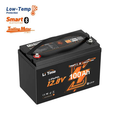 LiTime 12V 100Ah TM Plus Bluetooth LiFePO4 Battery for Trolling Motor Outboard