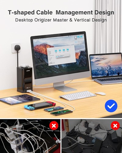 11-IN-1 Tower Extension Lead with 6 Sockets, USB, USB-C Slots & Wireless Charger - Picture 4 of 13