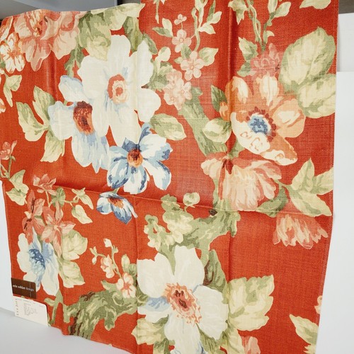 Vtg LEE JOFA Fabric Eric Cohler Design Floral Jardin Poppy Linen Orange Crafts - Picture 3 of 5
