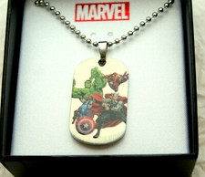 Marvel Comics Avengers Assemble Dog Tag Metal Necklace Pendant New NOS Box
