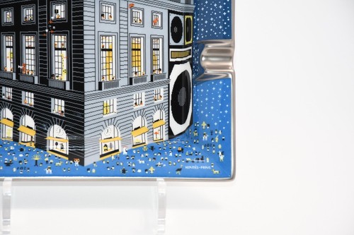 Hermes Faubourg Party Change tray blue porcelain Ashtray plate pixel game - Picture 7 of 15