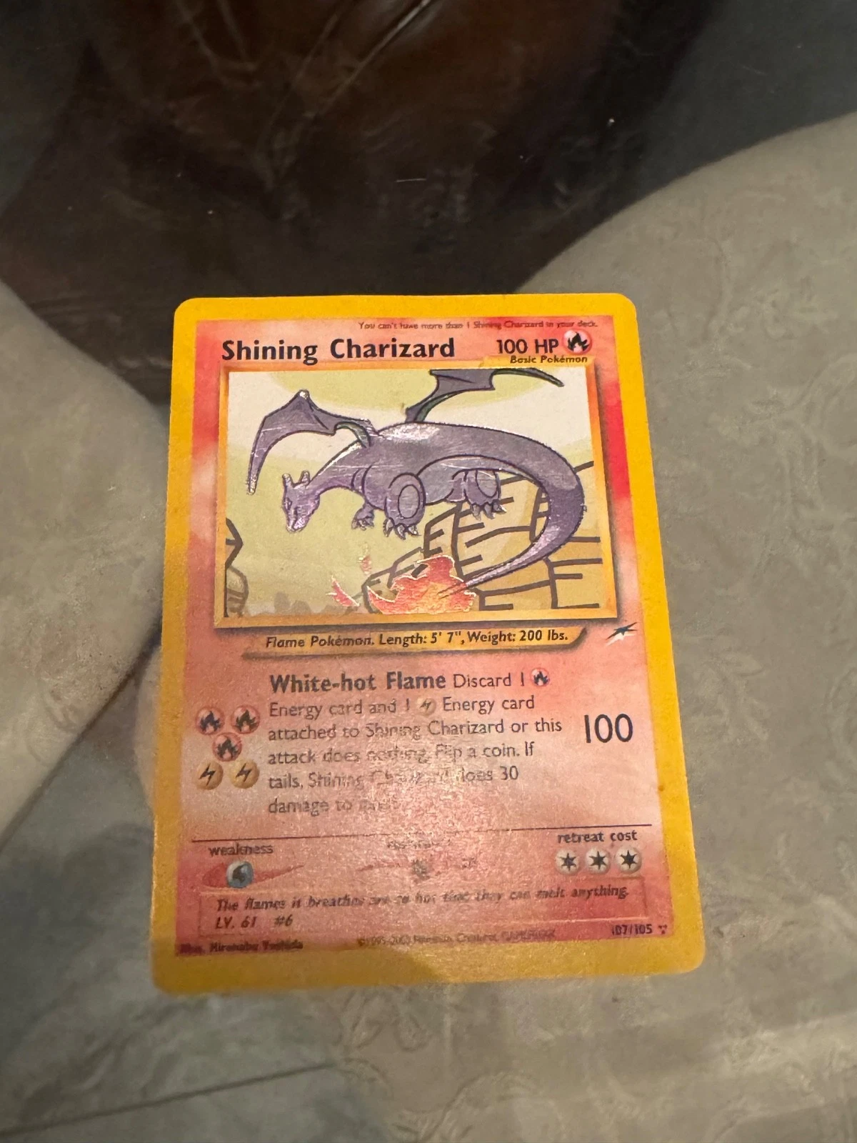 Shining Charizard 107/105 Neo Destiny Holo Bend top middle.