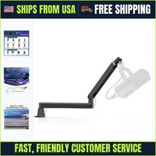 Low Profile Microphone Boom Arm Desk Clamp with Magnetic Cable Management Black