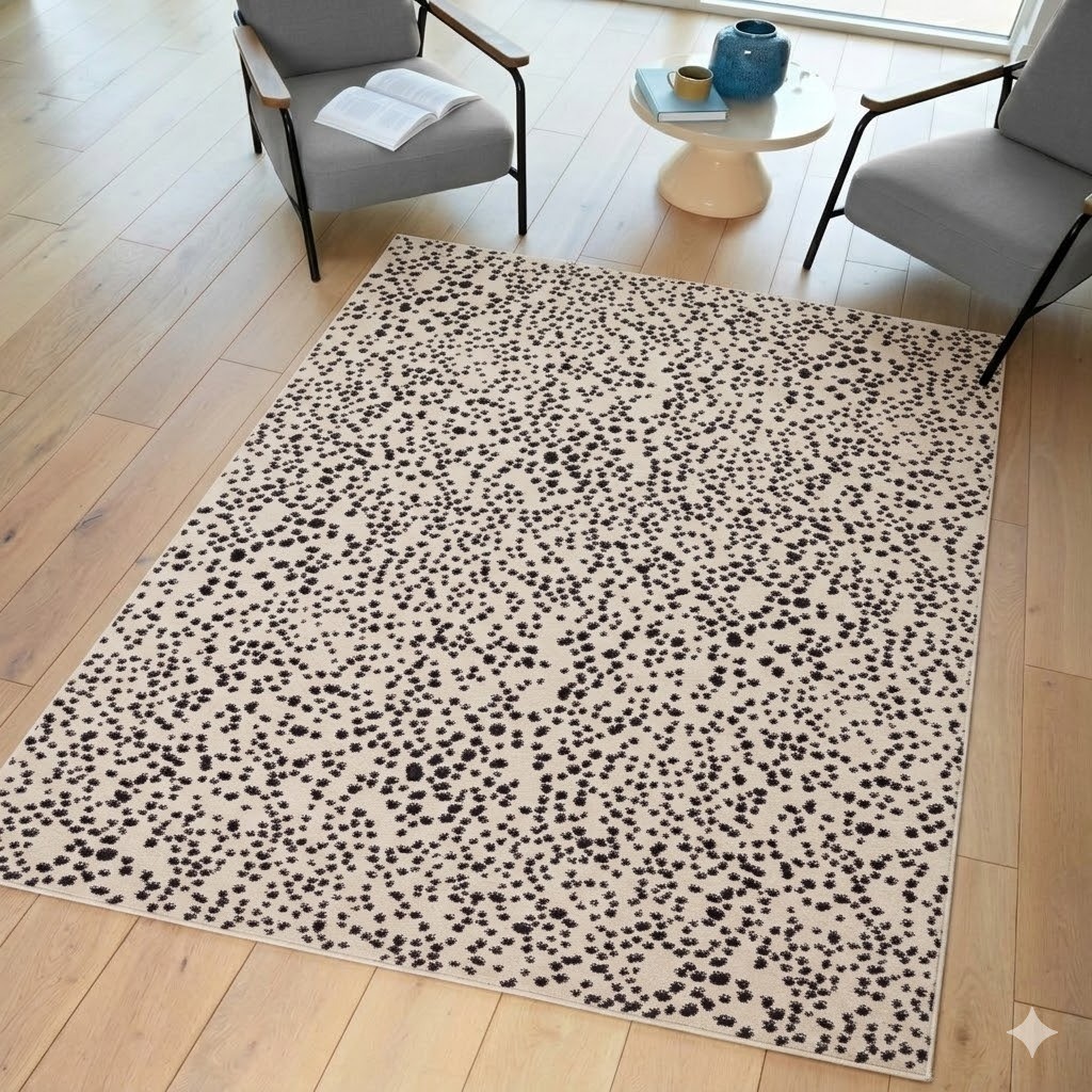Black Muse Spotty Contemporary Rug 80x150cm Premium Living Room Asiatic RRP290
