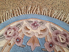 Vtg Oriental Theme Wool Rug Thick w/Fringe  41'X24" Blue /Cream/ Pinks ~ Floral — photo 3