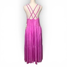 Folkie Australia Festival Dress Maxi Made in Italy Pink Lattice Back Boho Sz 6