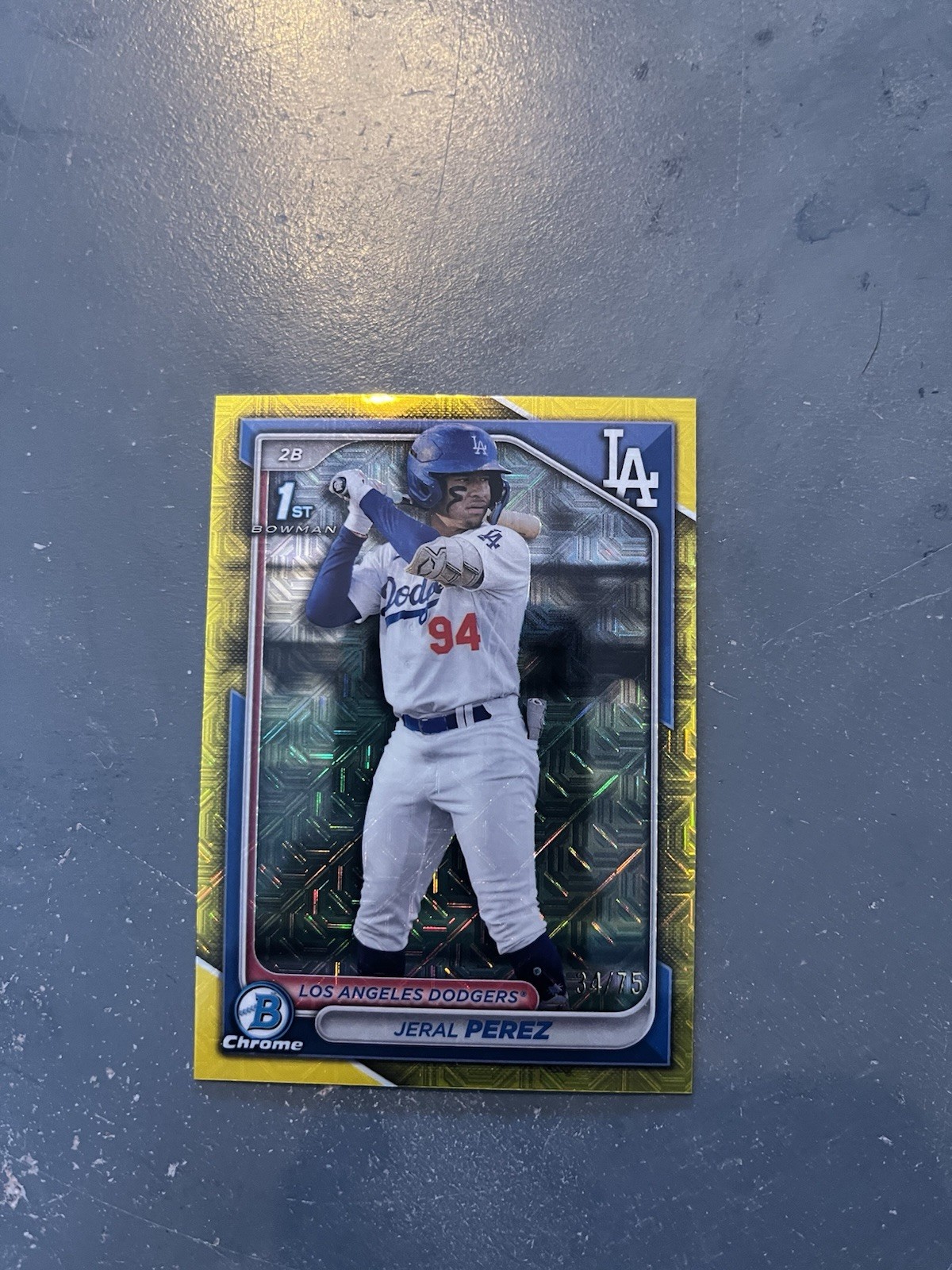 2024 Bowman Chrome Prospects Jeral Perez #BCP-158 Yellow Mojo Refractor/75 (RC)