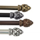 18 In. - 28 In. Telescoping Single Curtain Rod Kit in Cocoa with Bud Finial